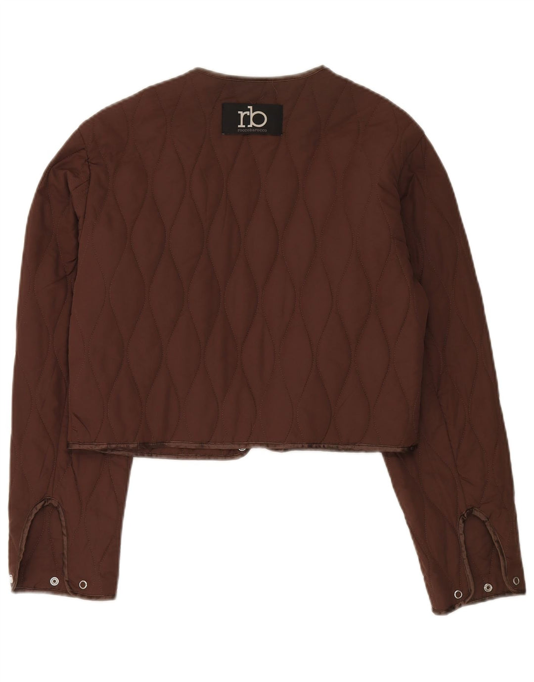 Roccobarocco Womens Crop Quilted Jacket UK 14 Medium Brown
