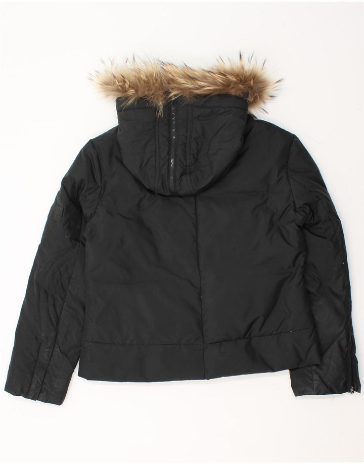 DKNY Womens Hooded Padded Jacket UK 10 Small Black Polyester Vintage Dkny and Second-Hand Dkny from Messina Hembry 