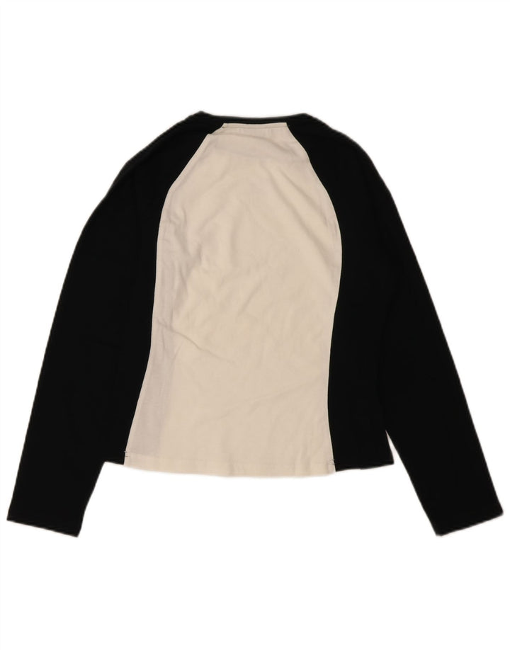 FILA Womens Crop Top Long Sleeve IT 40/42 Small Black Colourblock Cotton