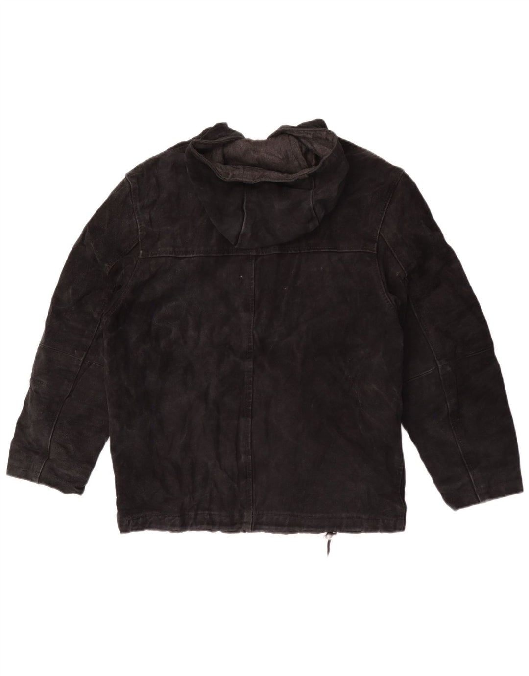 Privilegi Womens Hooded Suede Jacket IT 44 Medium Black Leather