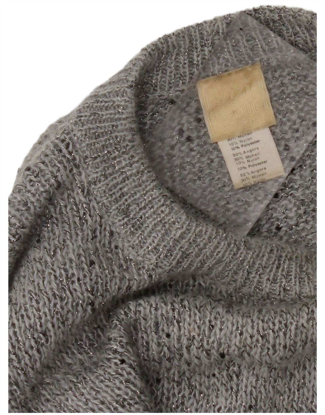 KRIZIA MAGLIA Womens Crew Neck Jumper Sweater UK 18 XL Grey Flecked Angora