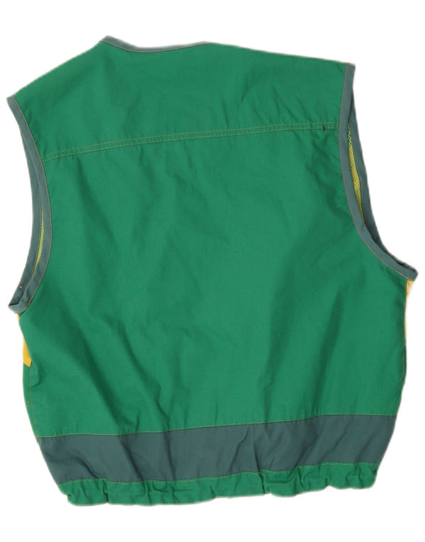 Master Mens Gilet UK 40 Large Green Colourblock Cotton