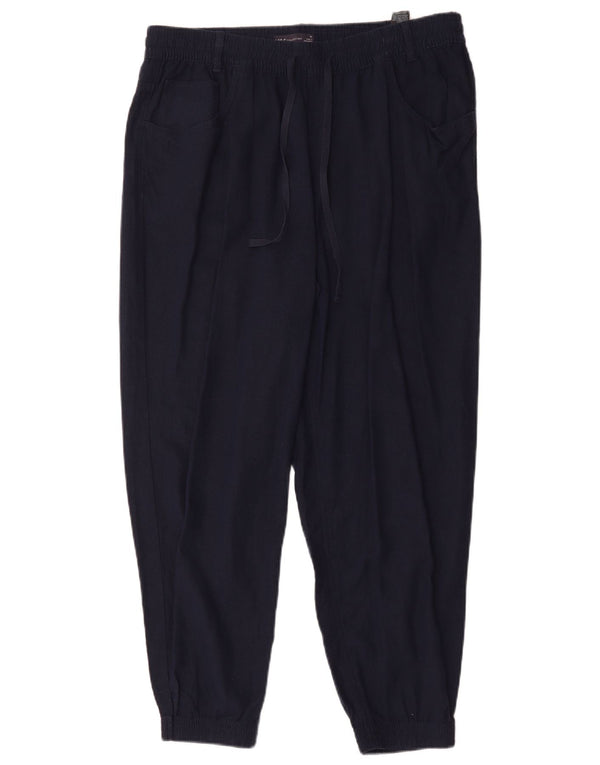 Marks & Spencer Womens Casual Trousers UK 16 Large W32 L27 Navy Blue