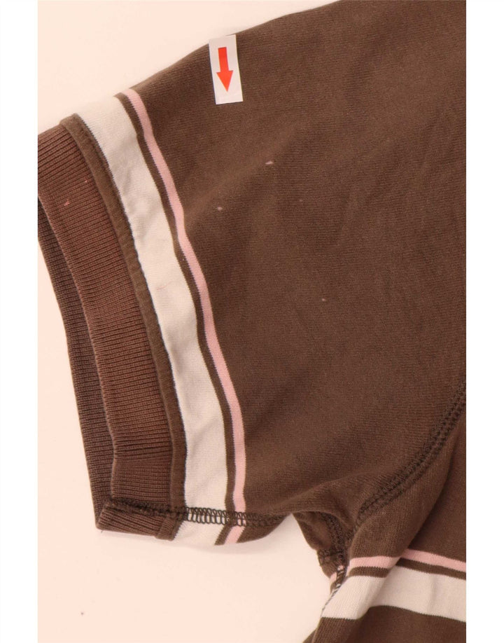 Fat Face Mens Polo Shirt Medium Brown Striped Cotton