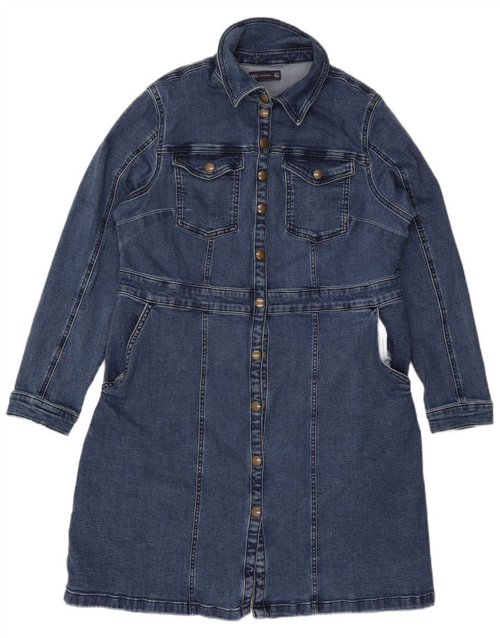 MARKS & SPENCER Womens Denim Shirt Dress UK 18 XL Blue Cotton