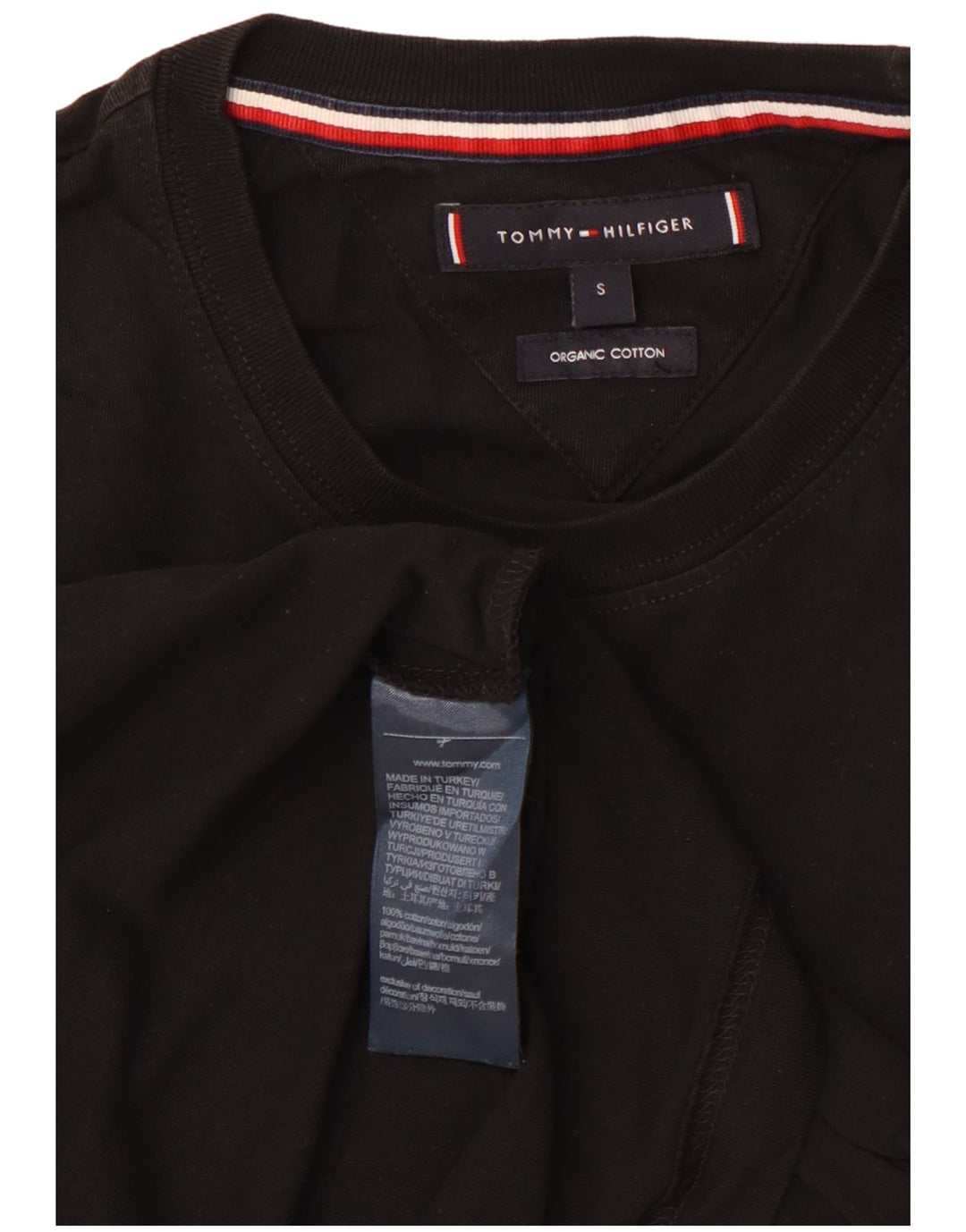 TOMMY HILFIGER Mens T-Shirt Top Small Black Cotton