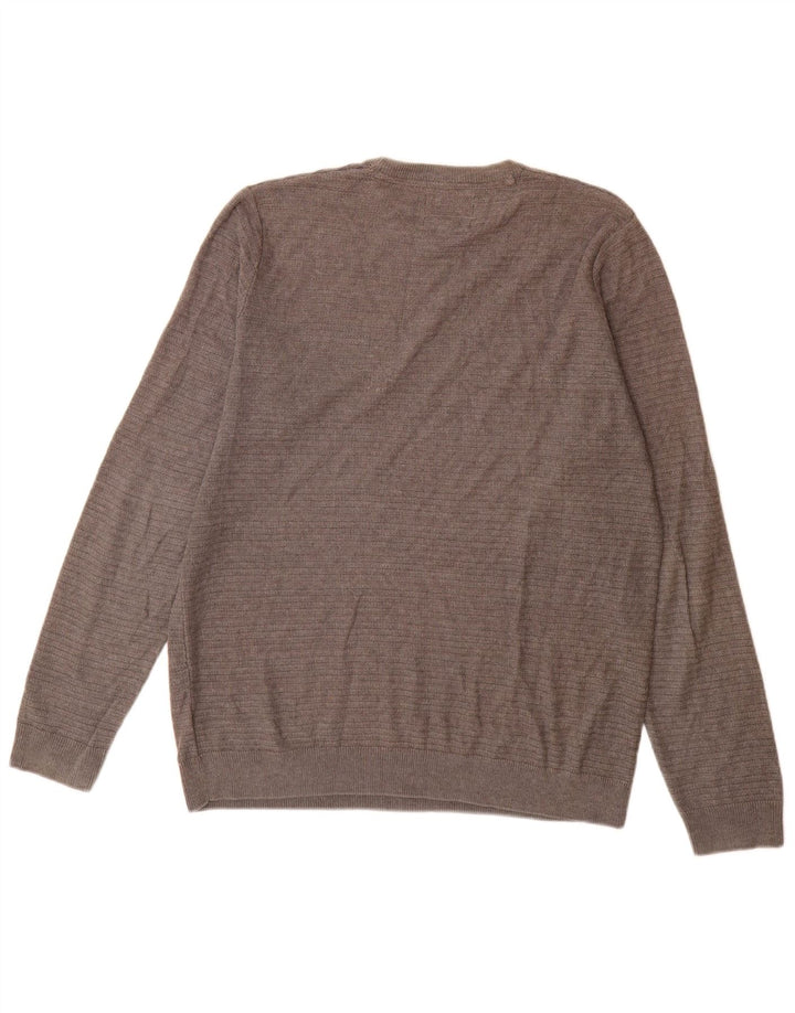 Marks & Spencer Mens Crew Neck Jumper Sweater Medium Grey Cotton