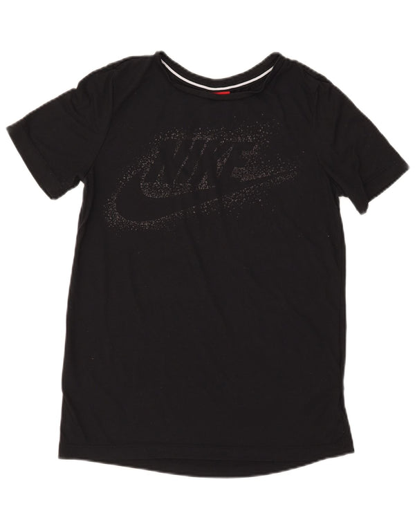 NIKE Womens Graphic T-Shirt Top UK 6 XS Black Polyester