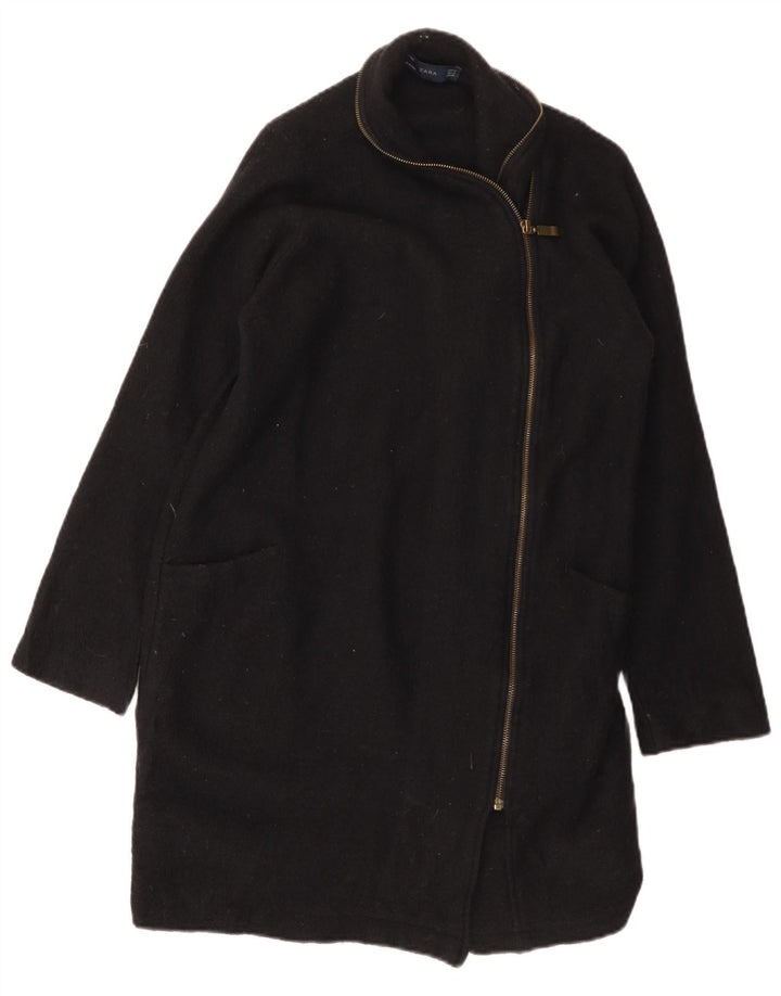 ZARA Womens Overcoat UK 14 Medium Black Wool