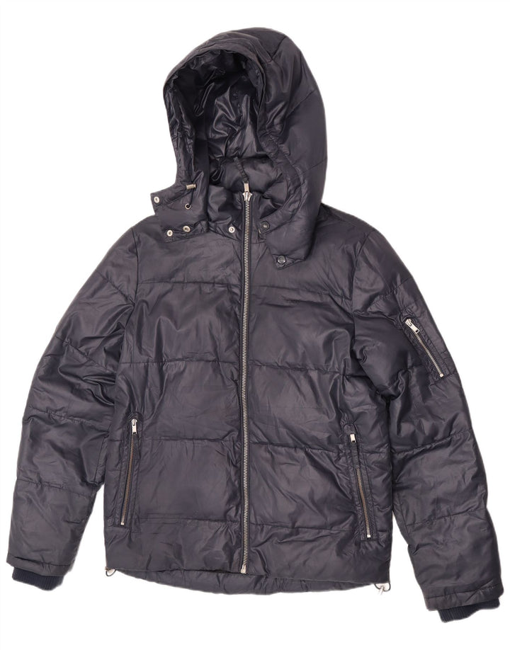 Lee Mens Hooded Padded Jacket UK 36 Small Navy Blue Polyester