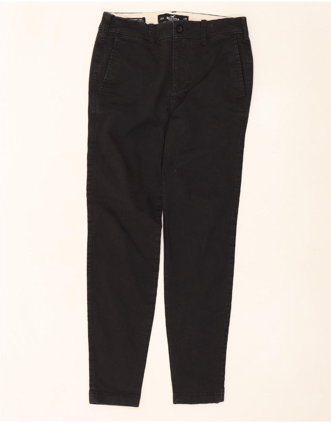 HOLLISTER Womens Skinny Chino Trousers W26 L30  Black Cotton