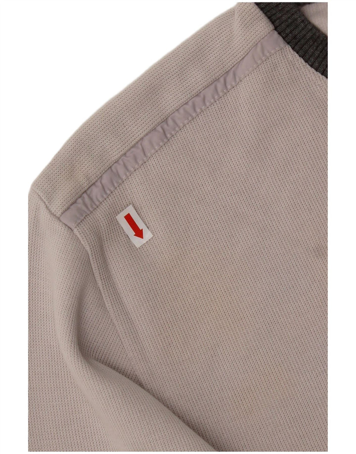 HUGO BOSS Mens Top Long Sleeve XL Off White Colourblock Cotton