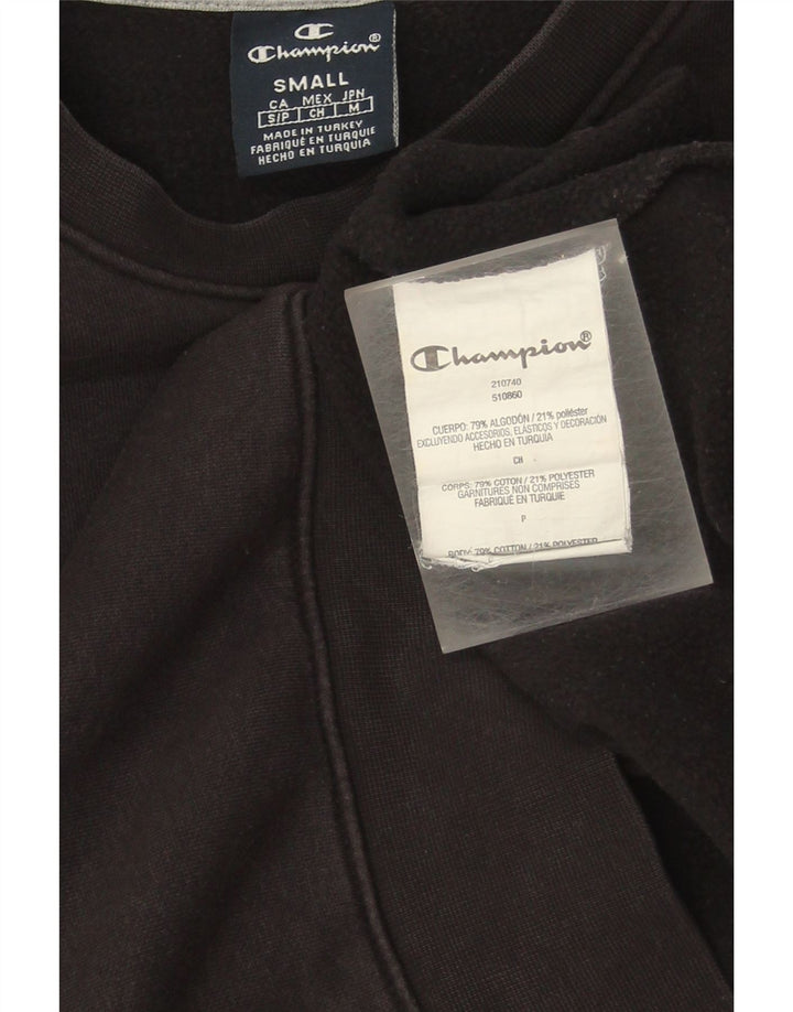 CHAMPION Mens Graphic Sweatshirt Jumper Small Black Cotton Vintage Champion and Second-Hand Champion from Messina Hembry 