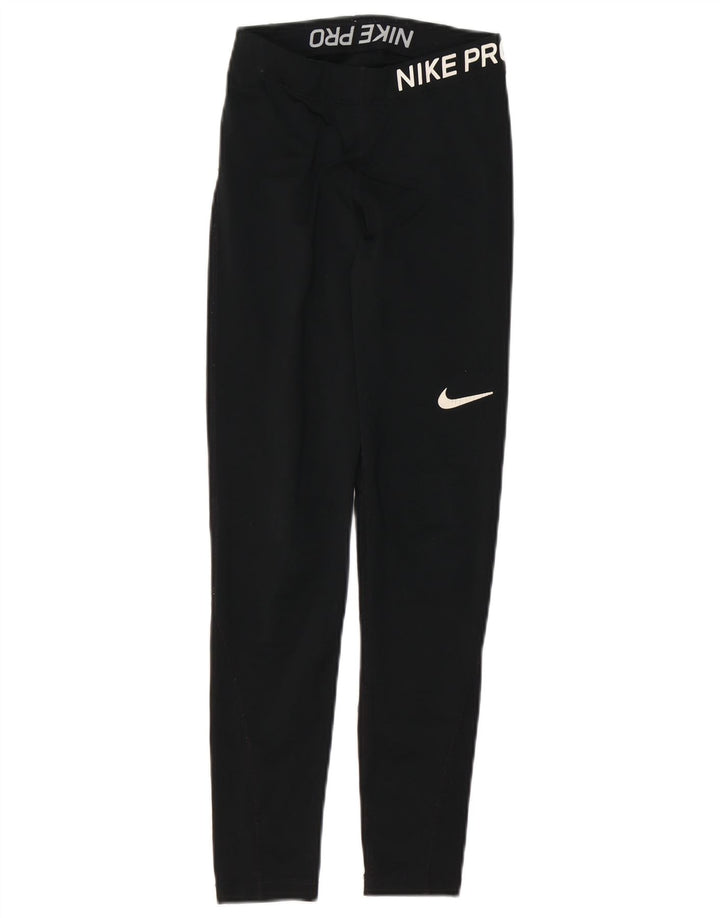 NIKE Womens Dri Fit Graphic Leggings UK 4 XS Black