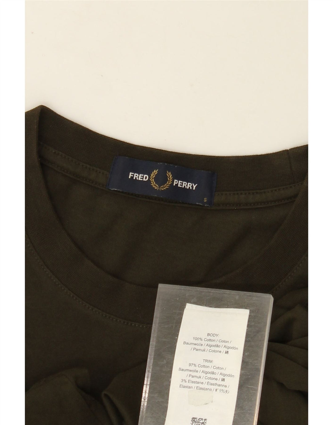 FRED PERRY Mens Graphic T-Shirt Top Small Khaki Cotton