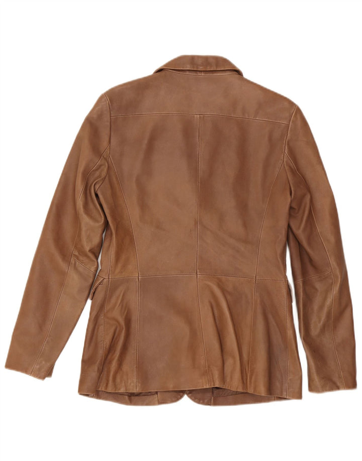Jesire Womens Leather Jacket UK 10 Small Brown