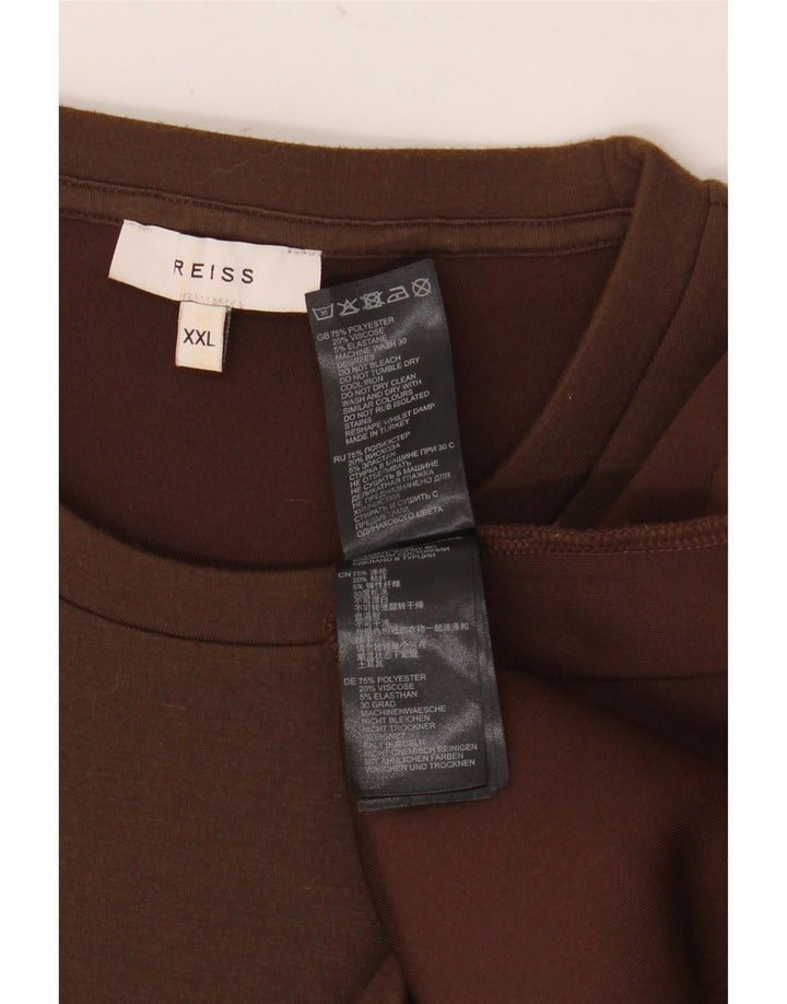 Reiss Mens T-Shirt Top 2XL Brown Polyester