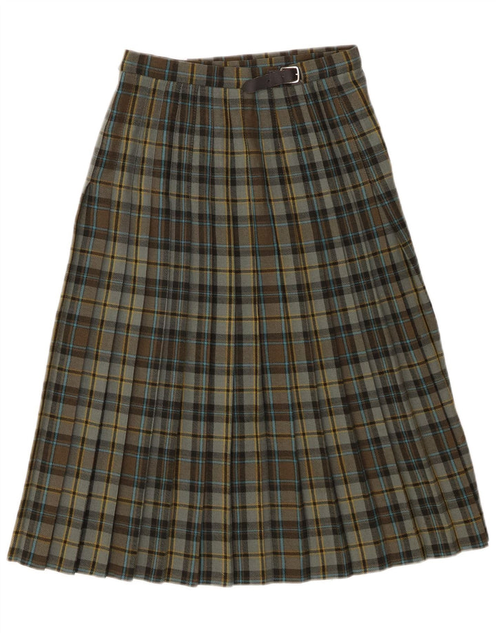 Pringle Womens Kilted Wrap Skirt W26 Small Green Check New Wool