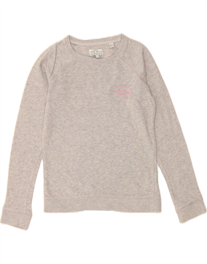 JACK WILLS Womens Sweatshirt Jumper UK 8 Small  Grey Cotton Vintage Jack Wills and Second-Hand Jack Wills from Messina Hembry 