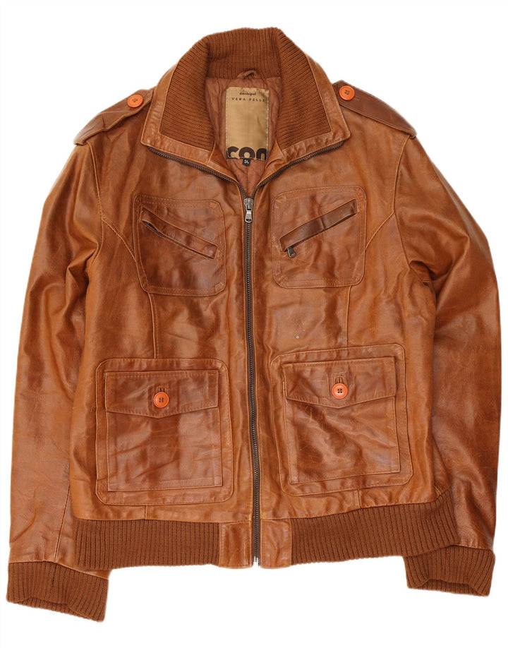 Conbipel Mens Military Leather Jacket IT 54 XL Brown