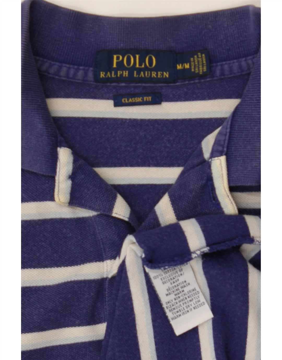 POLO RALPH LAUREN Mens Classic Fit Polo Shirt Medium Navy Blue Striped