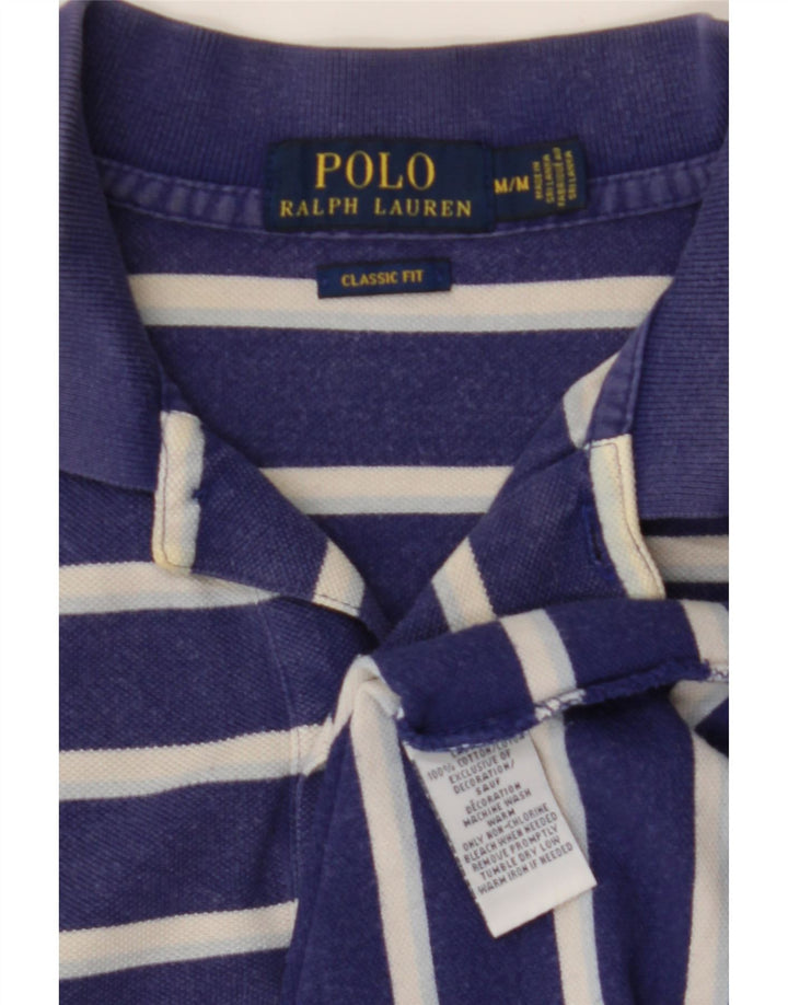 POLO RALPH LAUREN Mens Classic Fit Polo Shirt Medium Navy Blue Striped