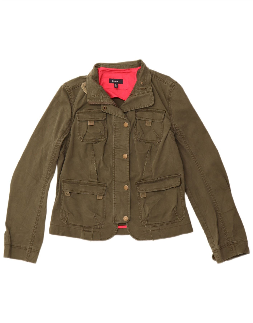 Gant Womens Utility Jacket UK 14 Large Khaki Cotton