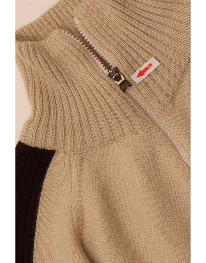 Puma Mens Cardigan Sweater Large Beige Colourblock