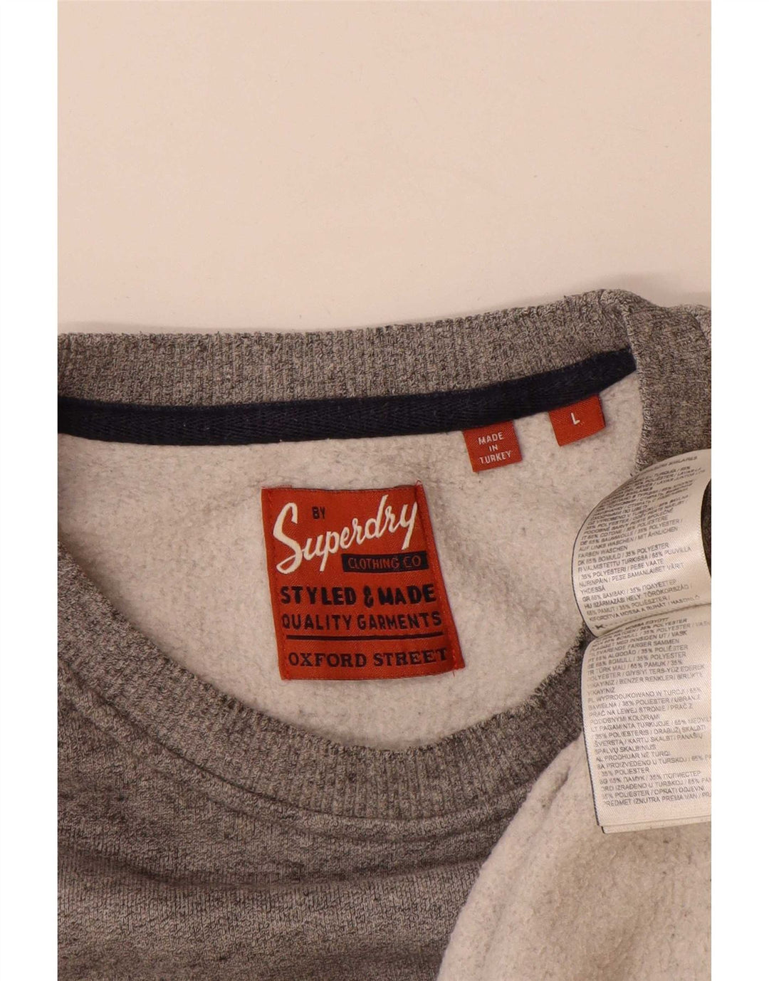 Superdry Mens Graphic Sweatshirt Jumper Large Grey Flecked Cotton