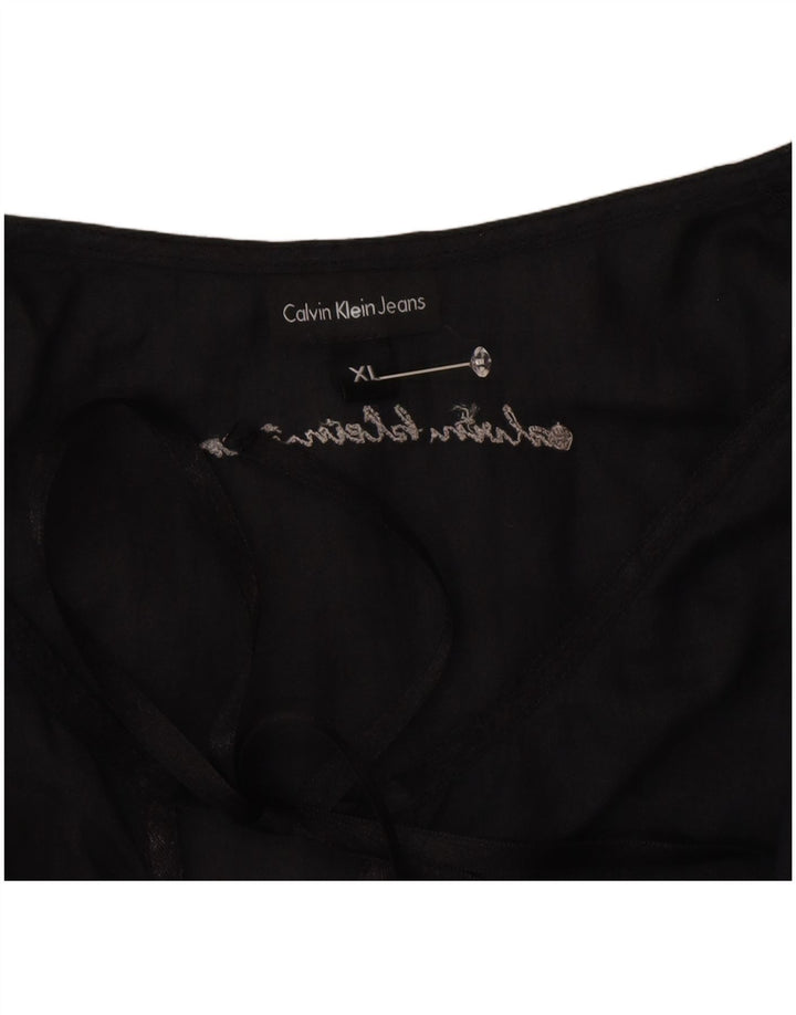 Calvin Klein Jeans Womens Blouse Top UK 18 XL Black