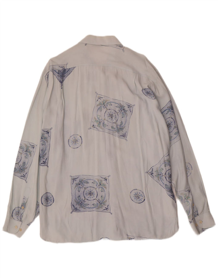 VINTAGE Mens Shirt XL Blue Geometric Viscose