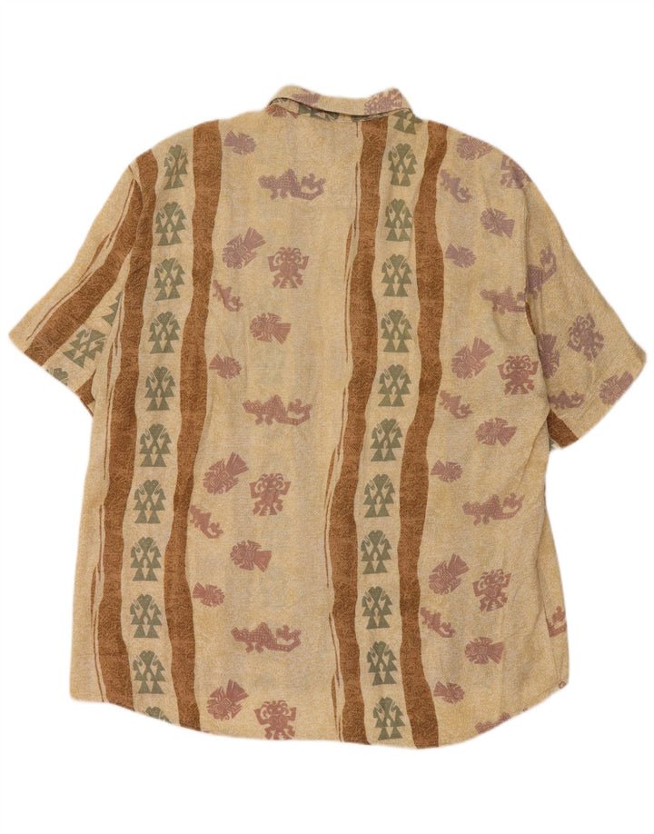 Dornbusch Mens Abstract Pattern Short Sleeve Shirt Size 45 XL Beige