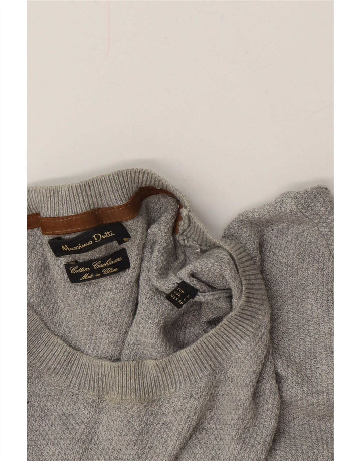 Massimo Dutti Mens Crew Neck Jumper Sweater Large Grey Cotton