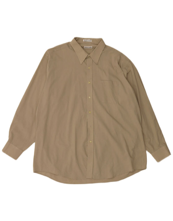 Pierre Cardin Mens Shirt Size 18 XL Beige Cotton
