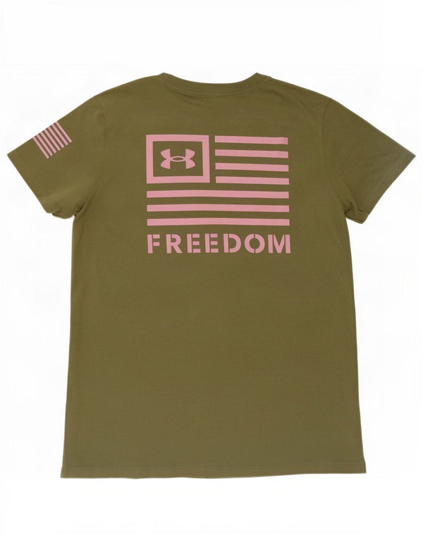Under Armour Womens Regular Graphic T-Shirt Top UK 14 Large Green Cotton