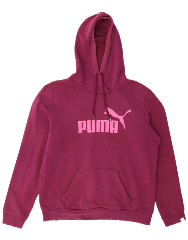 Puma Womens Graphic Hoodie Jumper UK 14 Large Purple Polyester