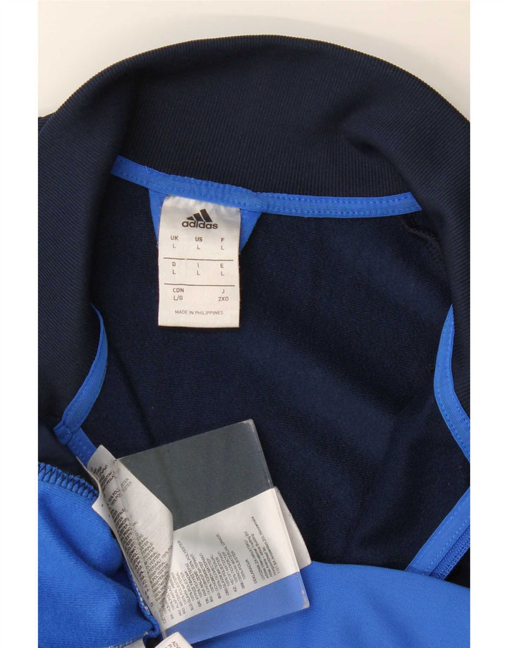 Adidas Mens Tracksuit Top Jacket Large Navy Blue Colourblock Polyester