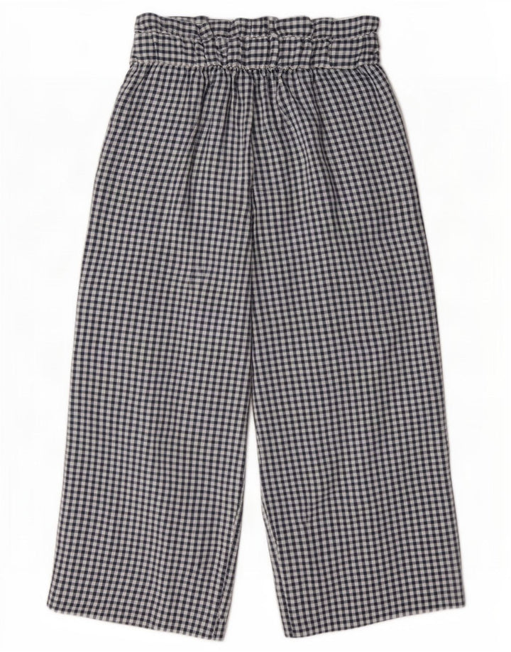 Zara Womens Cullotes Capri Trousers Medium W28 L22 Navy Blue Gingham