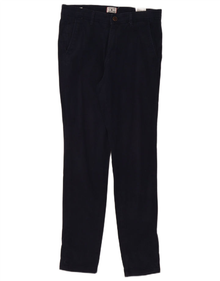JACK & JONES Mens Slim Chino Trousers W30 L32 Navy Blue Cotton
