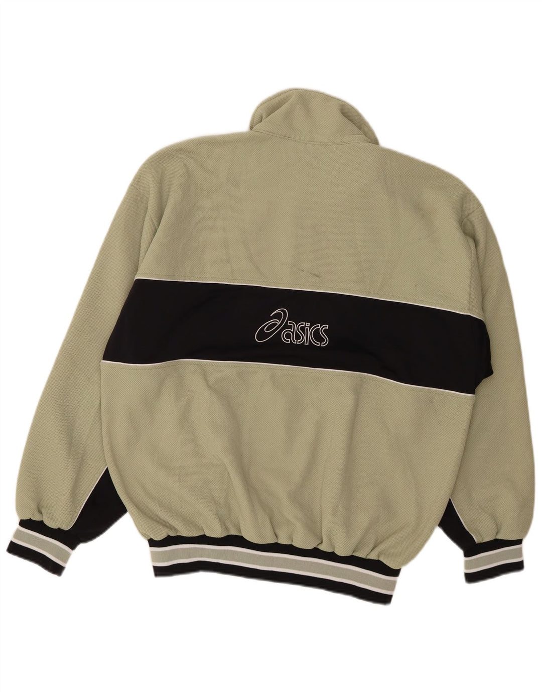 ASICS Mens Graphic Tracksuit Top Jacket Large Green Colourblock Polyester