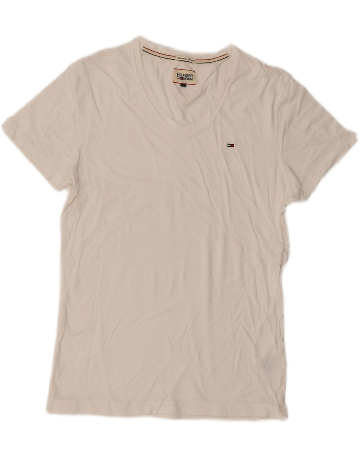 TOMMY HILFIGER Mens T-Shirt Top Small White Cotton