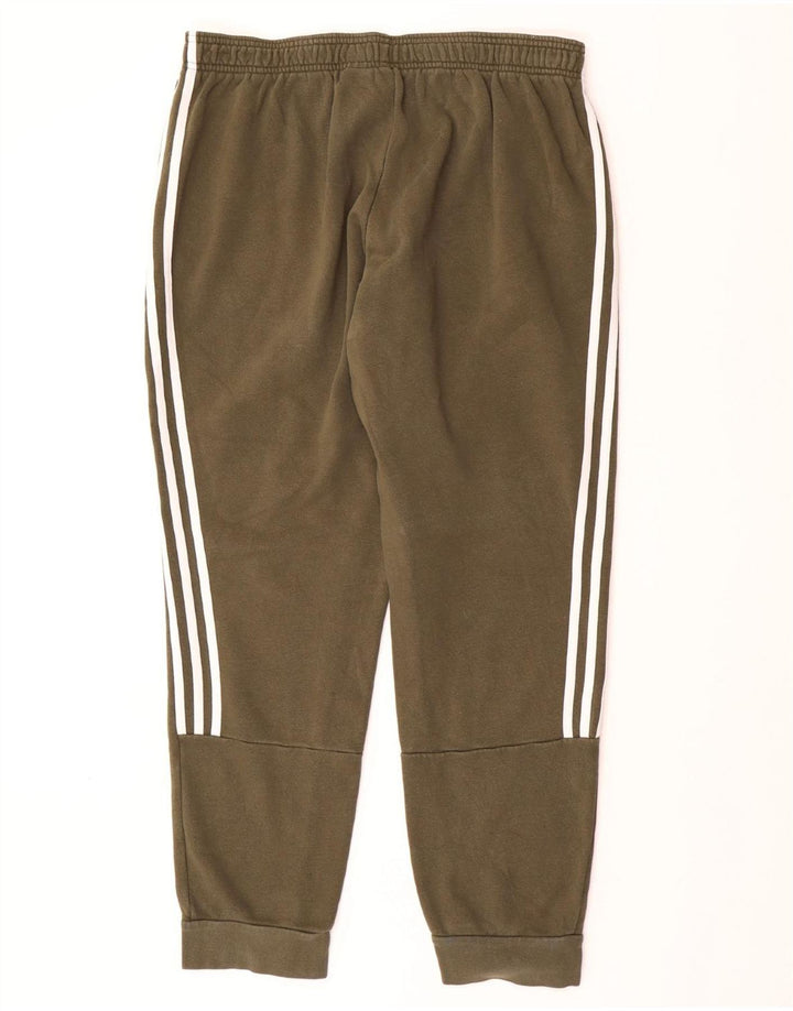 ADIDAS Mens Tracksuit Trousers Joggers XL  Khaki Cotton