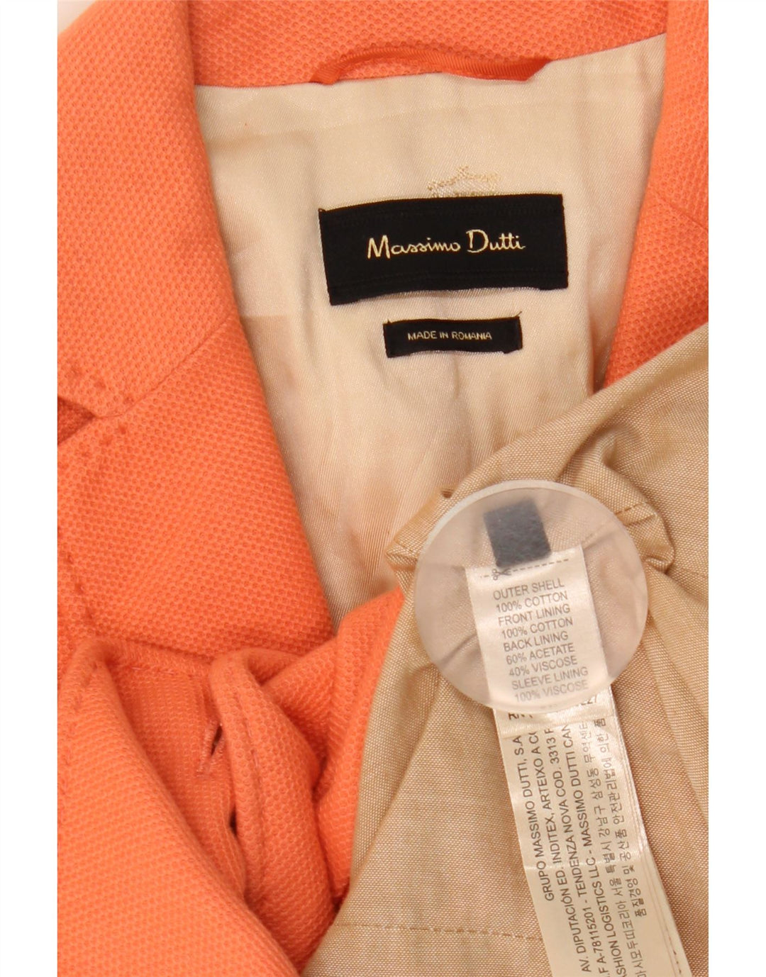 MASSIMO DUTTI Womens 1 Button Blazer Jacket EU 38 Small Orange Cotton