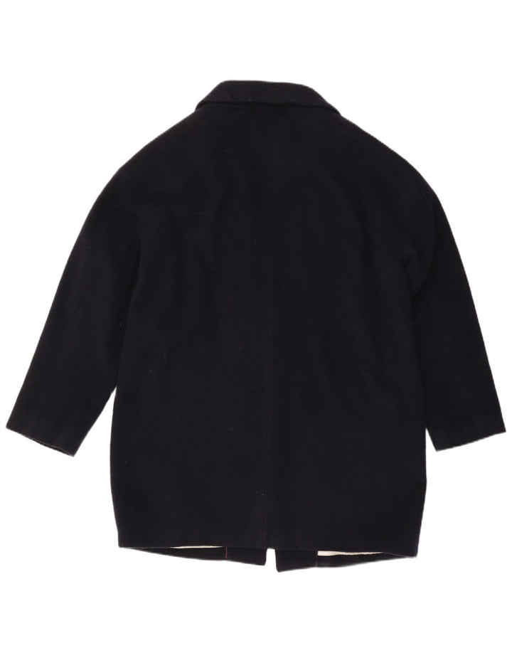CREW CLOTHING Womens Overcoat UK 14 Large  Navy Blue Wool