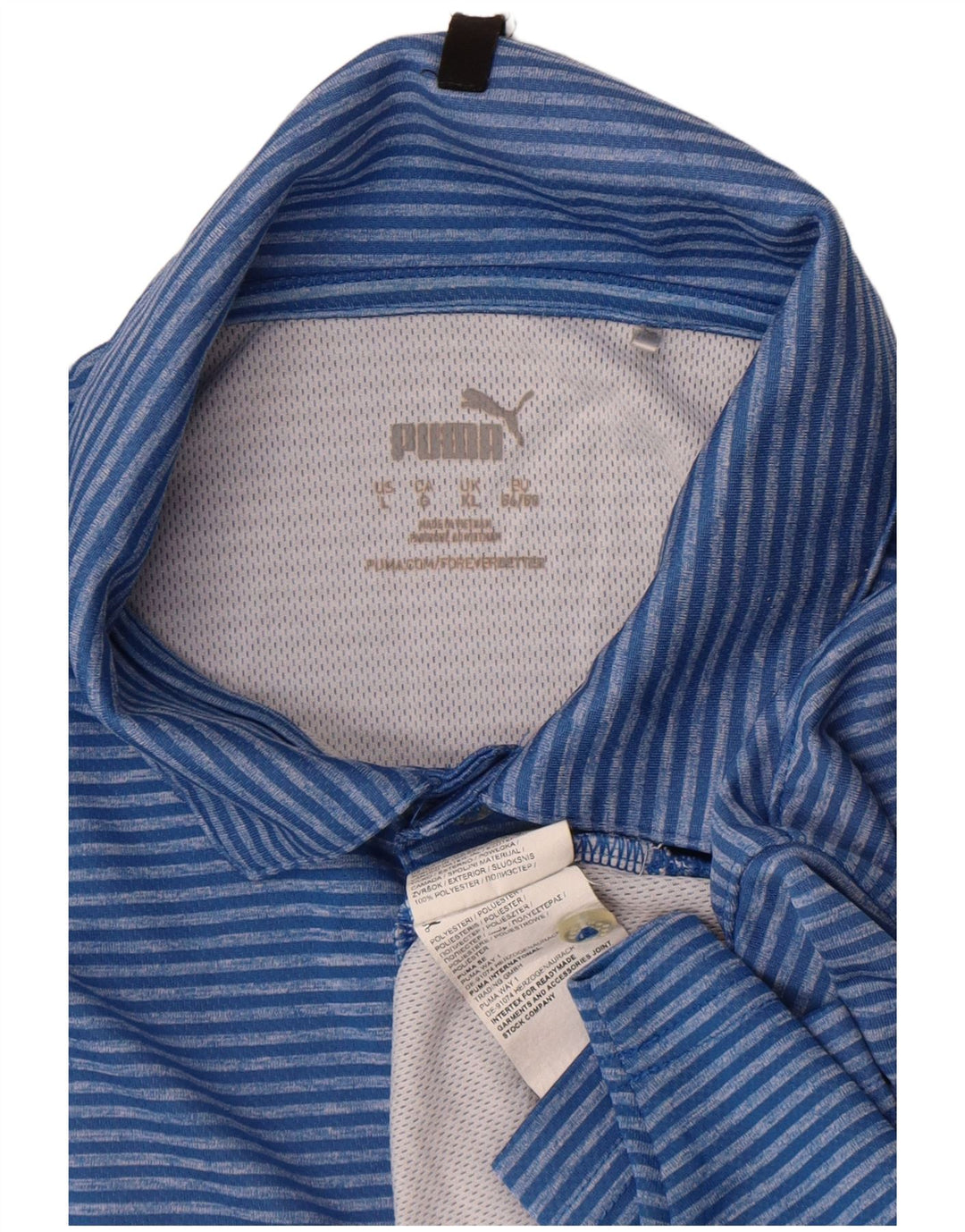 Puma Mens Polo Shirt XL Blue Striped Polyester
