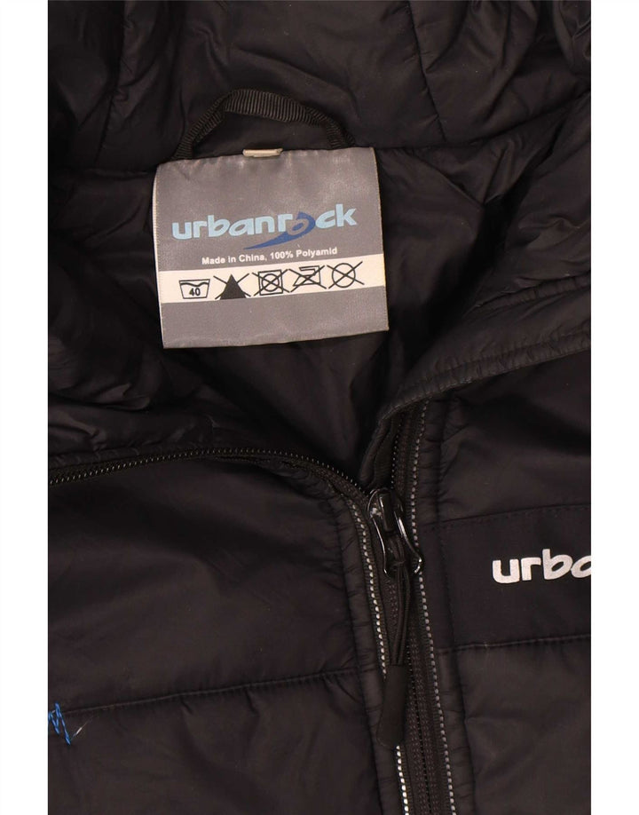 Urbanrock Mens Hooded Padded Jacket UK 40 Large Black Polyester