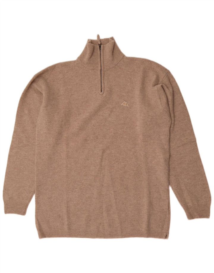 Kappa Mens Zip Neck Jumper Sweater 2XL Beige Wool
