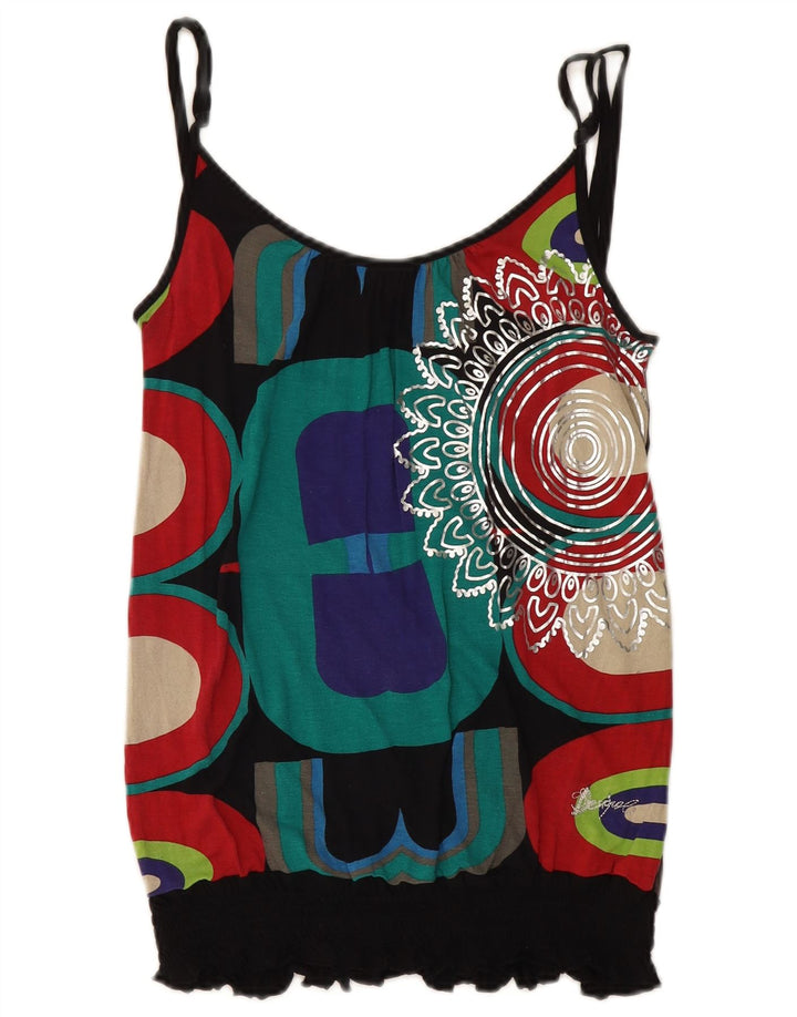 DESIGUAL Womens Cami Top UK 12 Medium Multicoloured Geometric