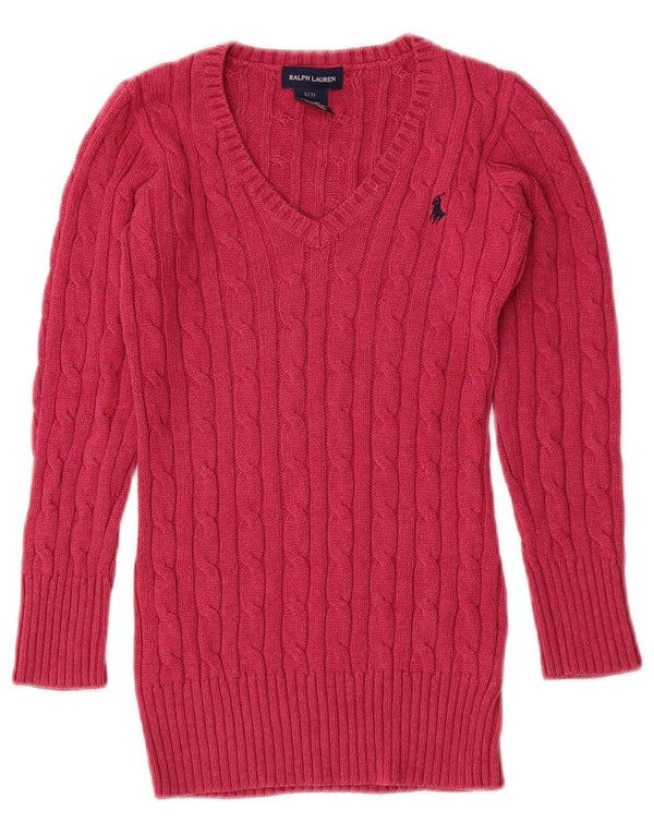 RALPH LAUREN Girls Jumper Dress 6-7 Years Small Pink Cotton