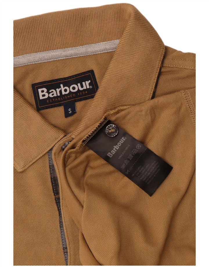 BARBOUR Mens Polo Shirt Small Beige Cotton